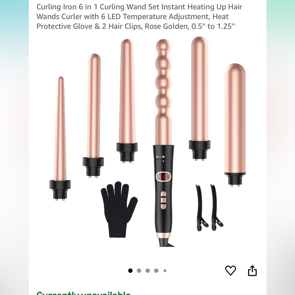 Rose Gold Curling Iron Set 6 in 1